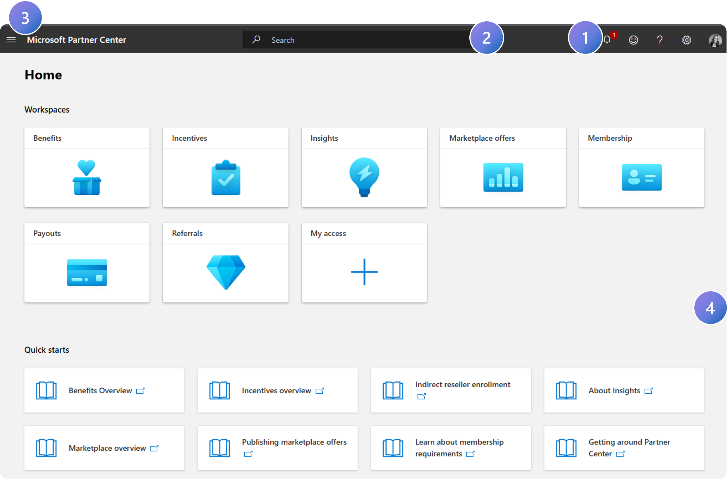 Understanding partner center UI