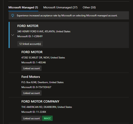 Partner center: managed partner vs Microsoft unmanaged
